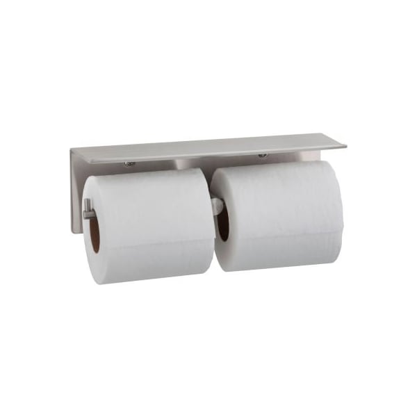 Bobrick Double Roll Toilet Tissue Dispenser W/ Utility Shelf, Surface Mounted -